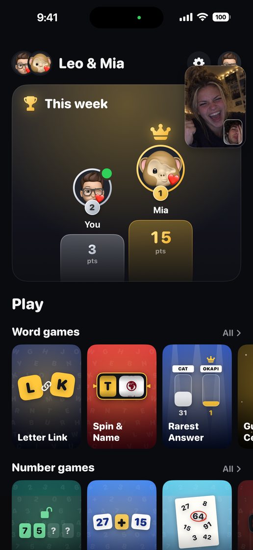 Your page together, with the video call open