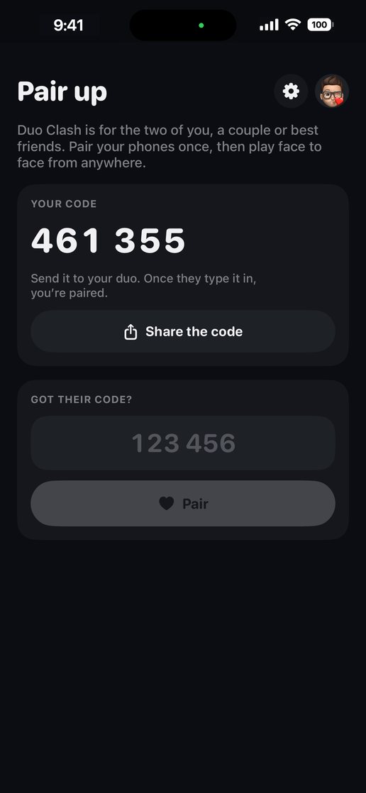 The Pair up screen with a six-digit code